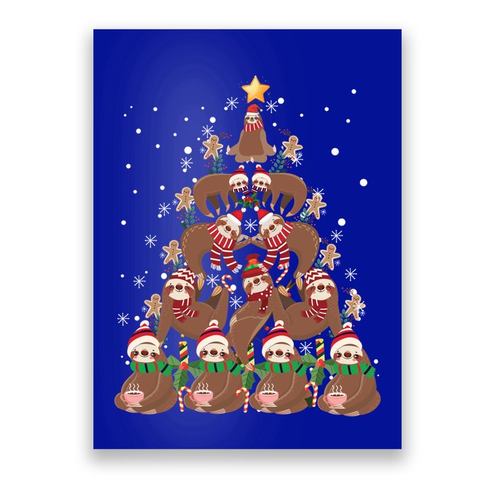 Sloth Christmas Tree Merry Slothmas Xmas Sloth Cool Gift Poster