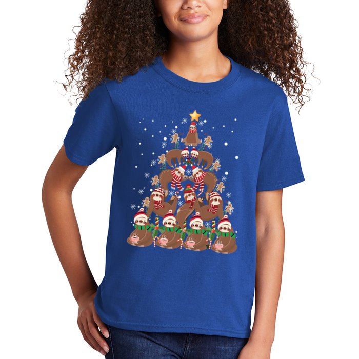 Sloth Christmas Tree Merry Slothmas Xmas Sloth Cool Gift Kids T-Shirt