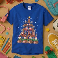 Sloth Christmas Tree Merry Slothmas Xmas Sloth Cool Gift Kids T-Shirt
