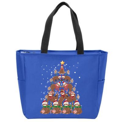 Sloth Christmas Tree Merry Slothmas Xmas Sloth Cool Gift Zip Tote Bag