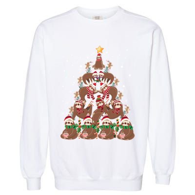 Sloth Christmas Tree Merry Slothmas Xmas Sloth Cool Gift Garment-Dyed Sweatshirt