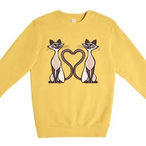 Siamese Cat Twins Gift For Siamese Cat Breed Owner Gift Premium Crewneck Sweatshirt