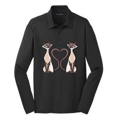 Siamese Cat Twins Gift For Siamese Cat Breed Owner Gift Silk Touch Performance Long Sleeve Polo