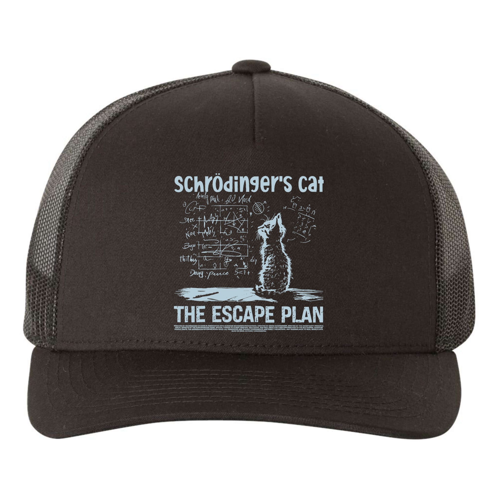 SchröDingers Cat The Escape Plan Funny Science Teacher Yupoong Adult 5-Panel Trucker Hat