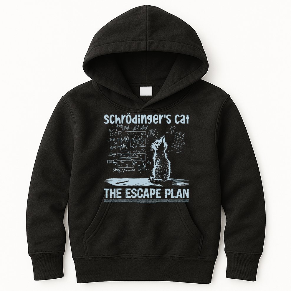 SchröDingers Cat The Escape Plan Funny Science Teacher Kids Hoodie