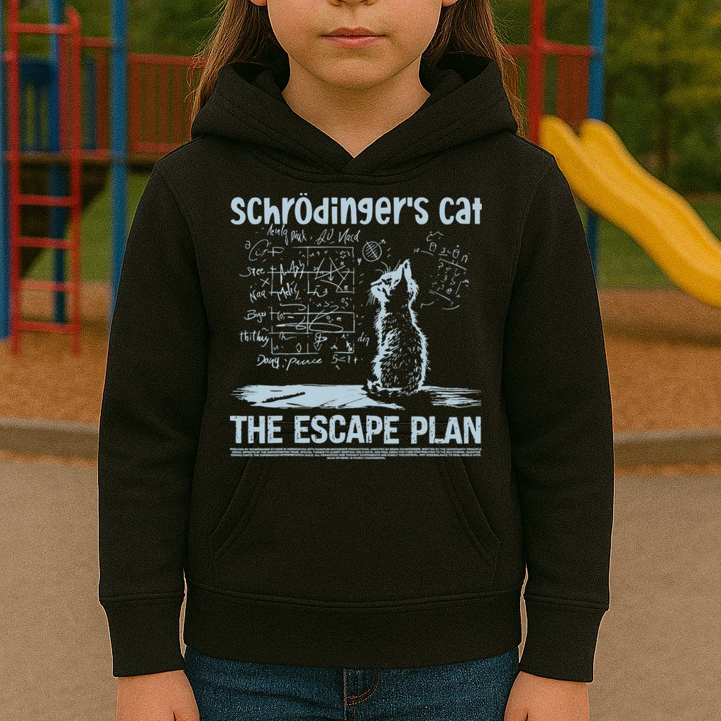 SchröDingers Cat The Escape Plan Funny Science Teacher Kids Hoodie