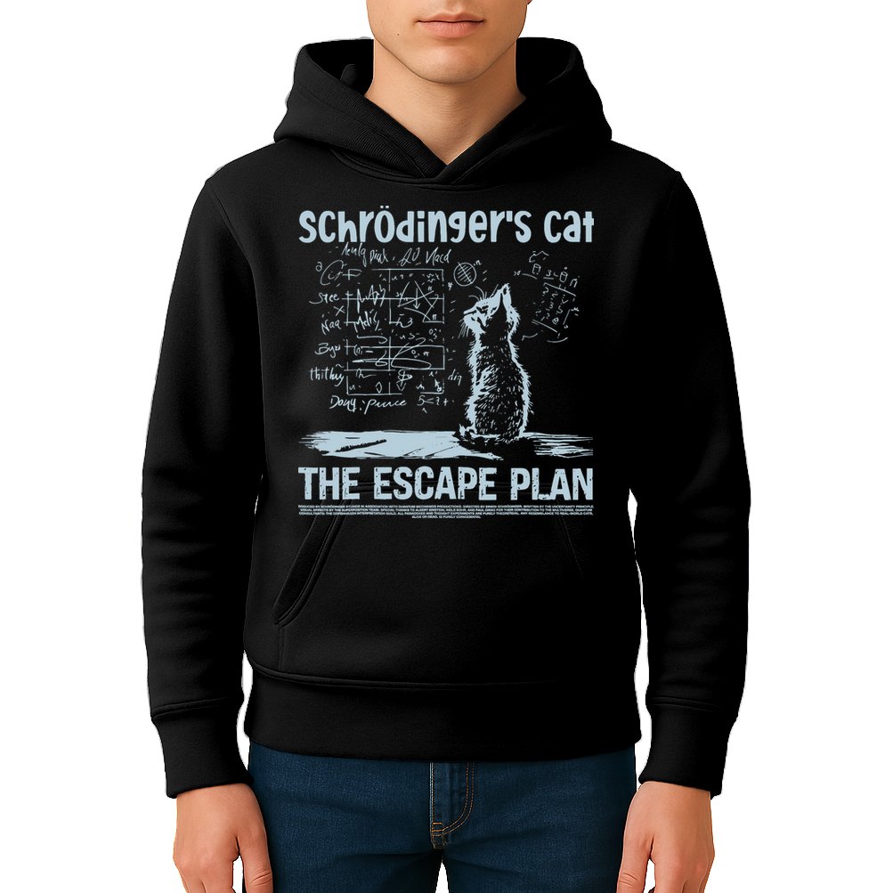 SchröDingers Cat The Escape Plan Funny Science Teacher Kids Hoodie