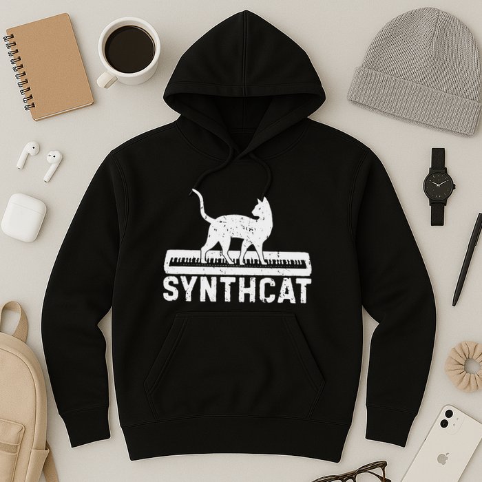 Synthcat Cat Techno Synthesizer Synth Analog Hoodie