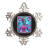 Skeleton Coffee Tarot Card Mentally Ill But Totally Chill Metallic Star Ornament