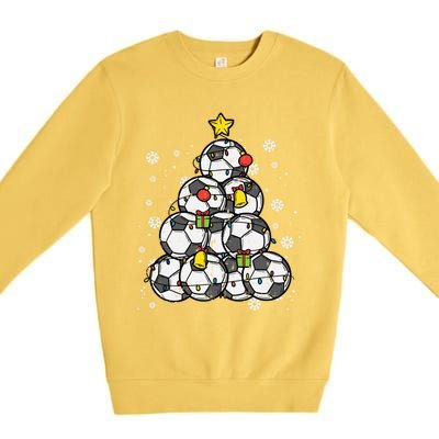 Soccer Christmas Tree Xmas Pajamas Pjs Player Boys Girls Gift Premium Crewneck Sweatshirt