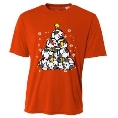 Soccer Christmas Tree Xmas Pajamas Pjs Player Boys Girls Gift Cooling Performance Crew T-Shirt