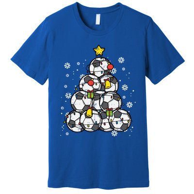 Soccer Christmas Tree Xmas Pajamas Pjs Player Boys Girls Gift Premium T-Shirt