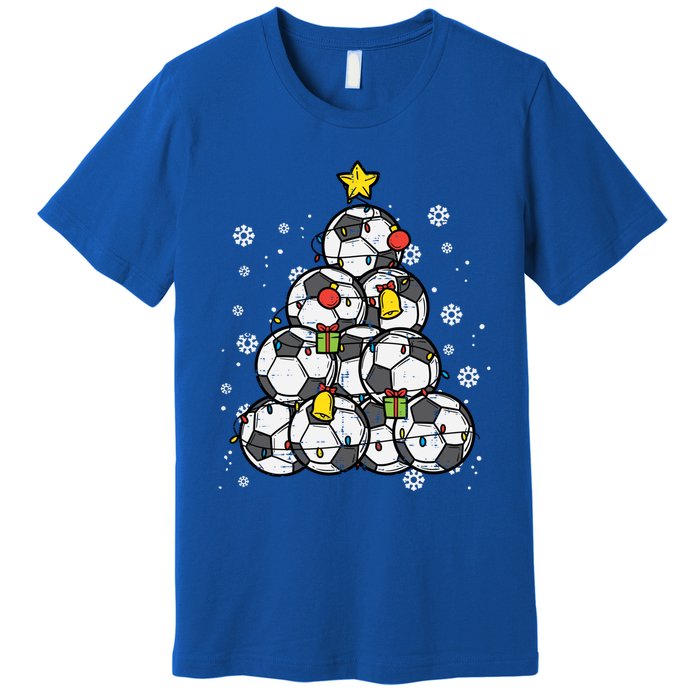 Soccer Christmas Tree Xmas Pajamas Pjs Player Boys Girls Gift Premium T-Shirt