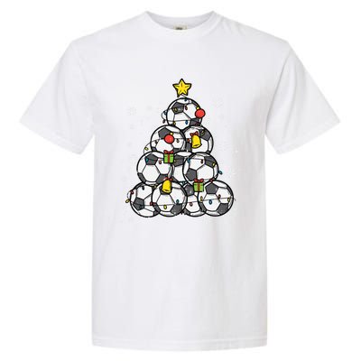 Soccer Christmas Tree Xmas Pajamas Pjs Player Boys Girls Gift Garment-Dyed Heavyweight T-Shirt