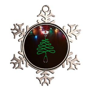 Stethoscope Christmas Tree Nurse Christmas Scrub Top Xmas Metallic Star Ornament