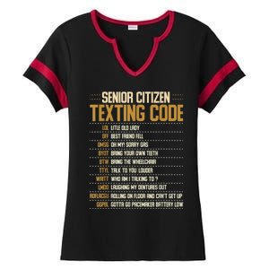 Senior Citizen Texting Code Cool Funny Old People Saying Ladies Halftime Notch Neck Tee