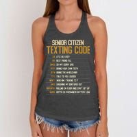 Senior Citizen Texting Code Cool Funny Old People Saying Women's Knotted Racerback Tank