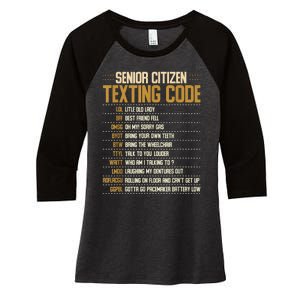 Senior Citizen Texting Code Cool Funny Old People Saying Women's Tri-Blend 3/4-Sleeve Raglan Shirt