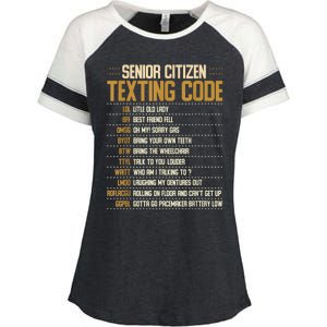 Senior Citizen Texting Code Cool Funny Old People Saying Enza Ladies Jersey Colorblock Tee