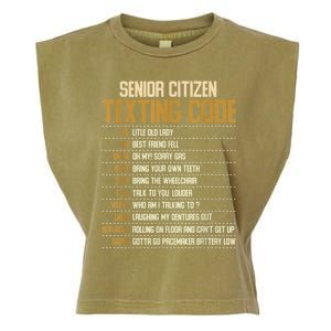 Senior Citizen Texting Code Cool Funny Old People Saying Garment-Dyed Women's Muscle Tee