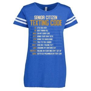 Senior Citizen Texting Code Cool Funny Old People Saying Enza Ladies Jersey Football T-Shirt