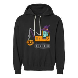 Spooky Crane Truck Pumpkin Halloween Costume Garment-Dyed Fleece Hoodie