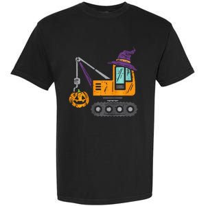 Spooky Crane Truck Pumpkin Halloween Costume Garment-Dyed Heavyweight T-Shirt