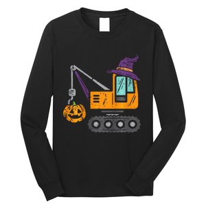 Spooky Crane Truck Pumpkin Halloween Costume Long Sleeve Shirt