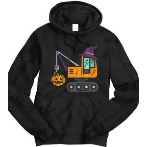 Spooky Crane Truck Pumpkin Halloween Costume Tie Dye Hoodie