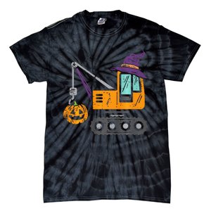 Spooky Crane Truck Pumpkin Halloween Costume Tie-Dye T-Shirt