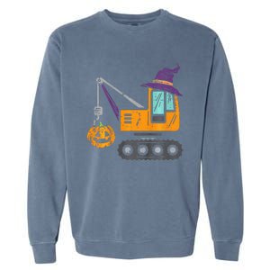 Spooky Crane Truck Pumpkin Halloween Costume Garment-Dyed Sweatshirt