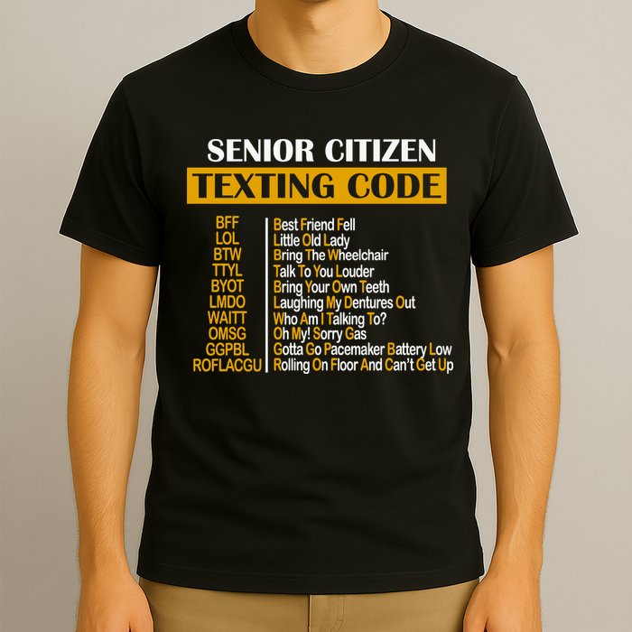 Senior Citizen Texting Code Retired Grandpa T-Shirt