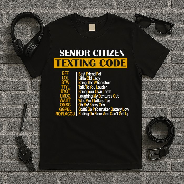 Senior Citizen Texting Code Retired Grandpa T-Shirt