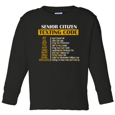 Senior Citizen Texting Code Retired Grandpa Toddler Long Sleeve Shirt