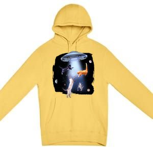 Space Cats UFO Premium Pullover Hoodie