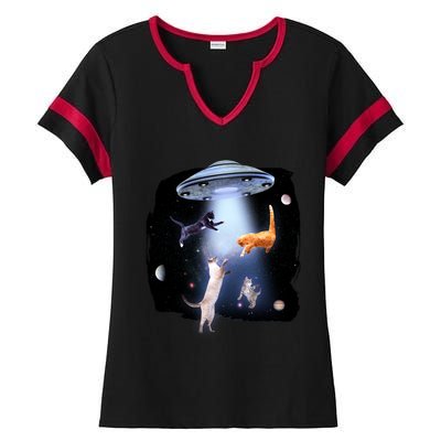 Space Cats UFO Ladies Halftime Notch Neck Tee