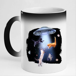 Space Cats UFO 11oz Black Color Changing Mug