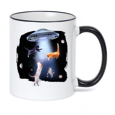 Space Cats UFO 11oz Black Color Changing Mug