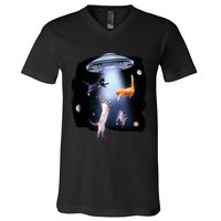 Space Cats UFO V-Neck T-Shirt