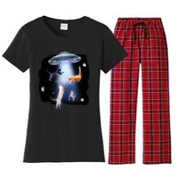 Space Cats UFO Women's Flannel Pajama Set