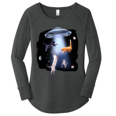 Space Cats UFO Women's Perfect Tri Tunic Long Sleeve Shirt