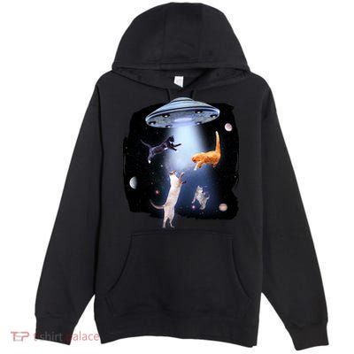 Space Cats UFO Premium Pullover Hoodie