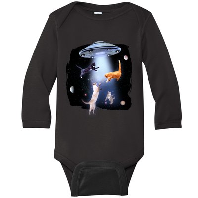 Space Cats UFO Baby Long Sleeve Bodysuit