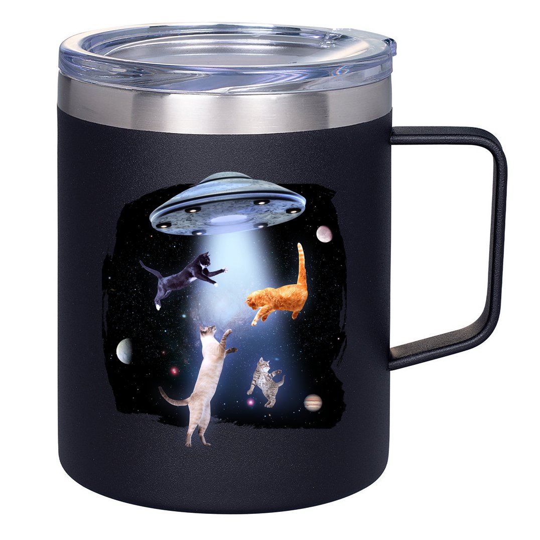Space Cats UFO 12oz Stainless Steel Coffee Mug