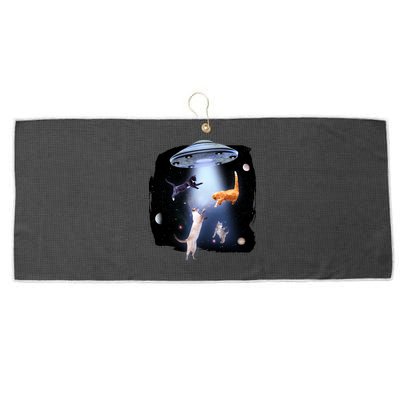 Space Cats UFO Large Microfiber Waffle Golf Towel