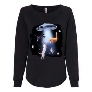 Space Cats UFO Womens California Wash Sweatshirt