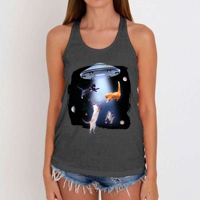 Space Cats UFO Women's Knotted Racerback Tank