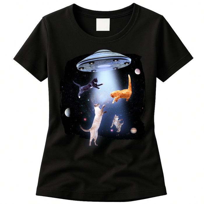 Space Cats UFO Womens T-Shirt
