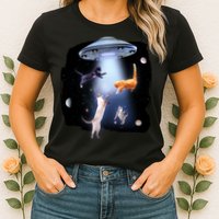 Space Cats UFO Womens T-Shirt