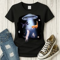 Space Cats UFO Womens T-Shirt